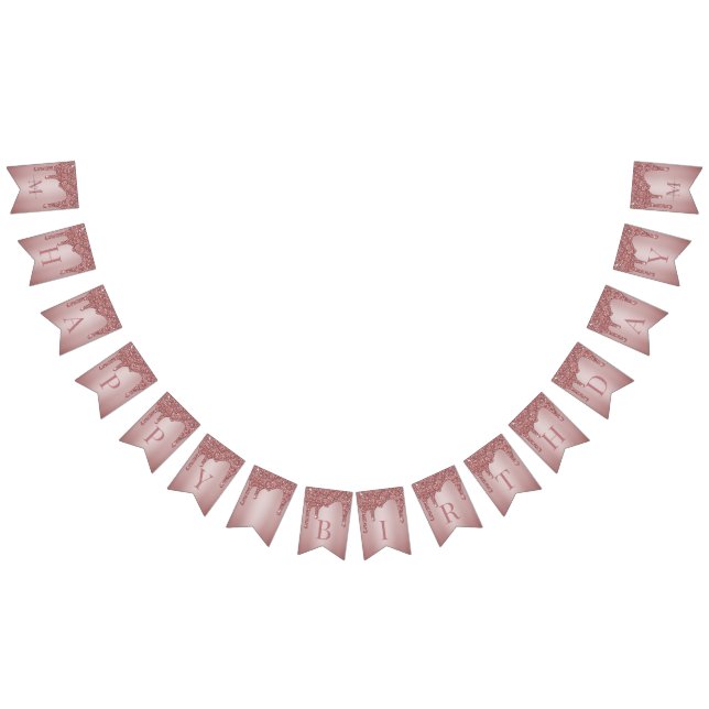 Ro Guld Gnistra Glitter Driver Monogram födelsedag Vimplar (Alla)