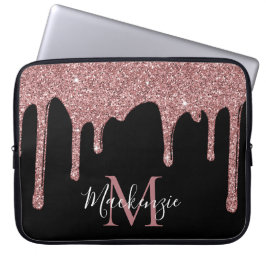 Ro Guld Gnistra Glitter driver Monogram på Black Laptop Fodral