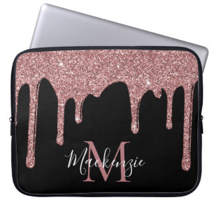 Ro Guld Gnistra Glitter driver Monogram på Black Laptop Fodral