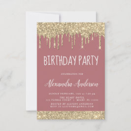 Ro Guld Gnistra Glitter: Födelsedag vid födseln Inbjudningar