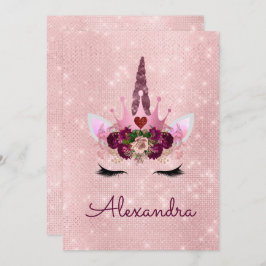 Ro Guld Gnistra Glitter Girly Födelsedagsfest Inbjudningar