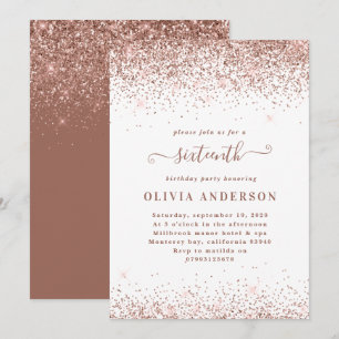 Ro guld gnistra glitter girly-skript 16 födelsedag inbjudningar