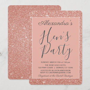 Ro Guld Gnistra Glitter Hens Party Inbjudningar