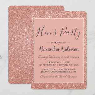 Ro Guld Gnistra Glitter Hens Party Inbjudningar