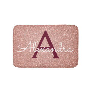 Ro Guld Gnistra Glitter Monogram Namn & Initial Badrumsmatta