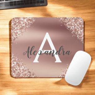 Ro Guld Gnistra Glitter Monogram Namn Mousepad Musmatta