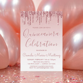 Ro Guld Gnistra Glitter Quinceanera Firande Inbjudningar