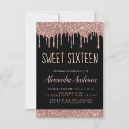Ro Guld Gnistra Glitter Sweet sixteen födelsedag Inbjudningar
