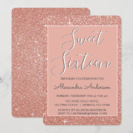 Ro Guld Gnistra Glitter Sweet sixteen födelsedag Inbjudningar
