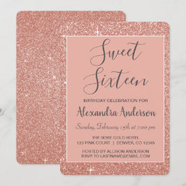 Ro Guld Gnistra Glitter Sweet sixteen födelsedag Inbjudningar