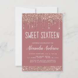 Ro Guld Gnistra Glitter Sweet sixteen födelsedag Inbjudningar