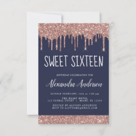 Ro Guld Gnistra Glitter Sweet sixteen födelsedag Inbjudningar
