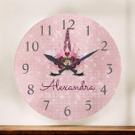 Ro Guld Gnistra Glitter Unicorn Monogram Namn Stor Klocka<br><div class="desc">Ro Princess Unicorn Gnistra Glitter Monogram,  lägg till ditt eget Namn-serving Wall Clock. Wall Clock ger perfekten till någon som kärlek rosa gnistra glitter.</div>