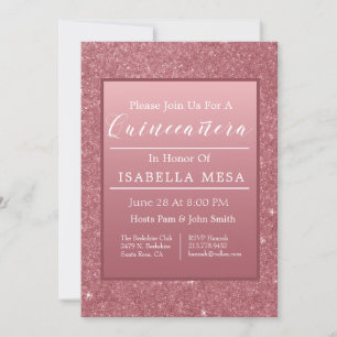 Ro Guld Gnistra Quinceanera Party Inbjudningar