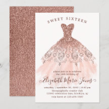 Ro Guld Gnistra Rosa Dress Sweet 16:e födelsedagen