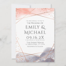 Ro Guld, grå vattenfärgsgeometrisk modern Bröllop