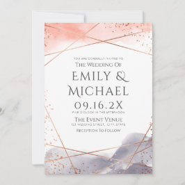 Ro Guld, grå vattenfärgsgeometrisk modern Bröllop Inbjudningar