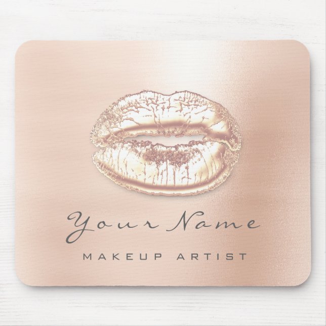 Ro Guld Grått Grått Metallic Namn Makeup Läppar Ki Musmatta (Framsidan)