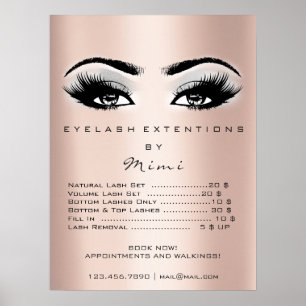 Ro Guld Grått Makeup Öga Lash Pris List Poster
