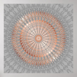 Ro Guld Grått Modern Geometric Mandala Poster