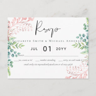 Ro Guld Greenery Bröllop OSA MENU Vykort
