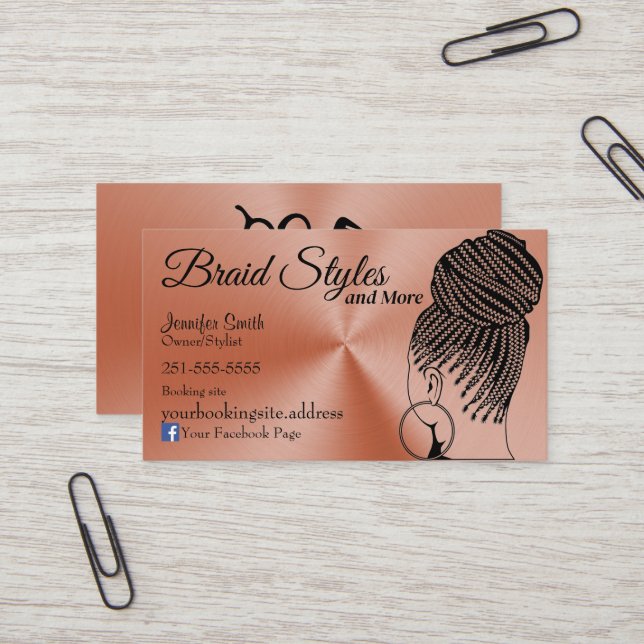 Ro Guld Hair Braiding Visitkort (Fram/Back In Situ)