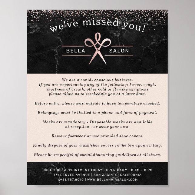 Ro Guld Hair Salon Covid Consciente Safety Poster (Framsidan)