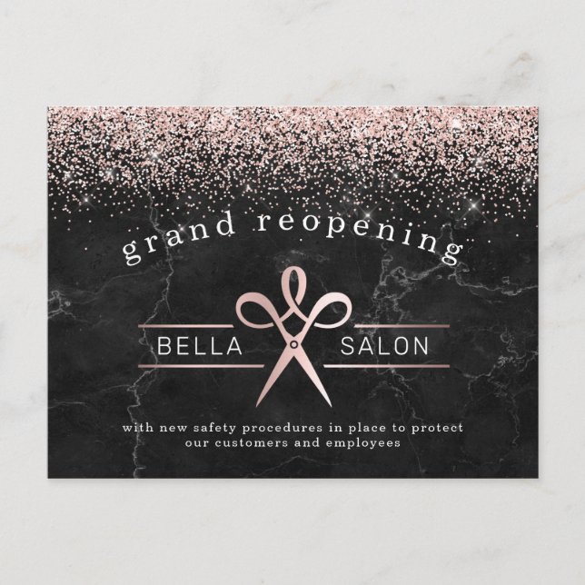 Ro Guld Hair Salon Grand Reöppning Covid Safety Vykort (Framsida)