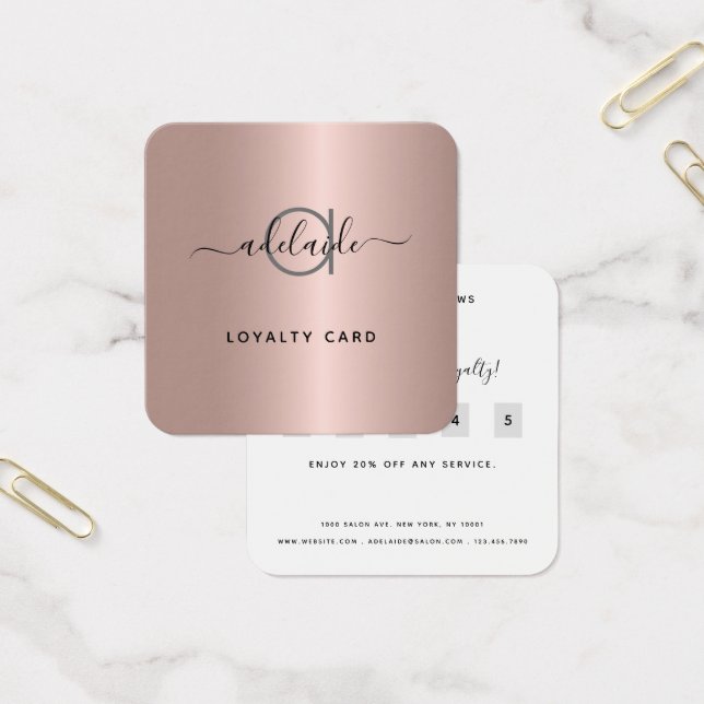 Ro Guld Hair Stylist Makeup Artist Loyalty Card Fyrkantigt Visitkort (Kontor)