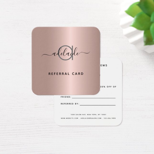 Ro Guld Hair Stylist Makeup Artist ReferrCard Fyrkantigt Visitkort (Skivbord)