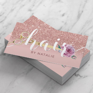 Ro Guld Hair Stylist Sissor & Flower Typography Visitkort