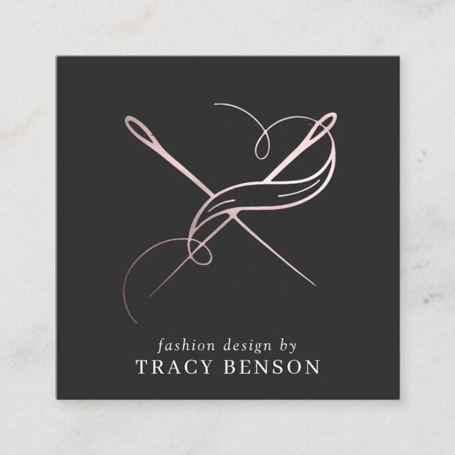 Ro Guld Handmade | Nål och tråd Fyrkantigt Visitkort (Framsida)