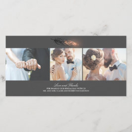 Ro Guld har avlidit Feather Elegant bröllop Tack Kort