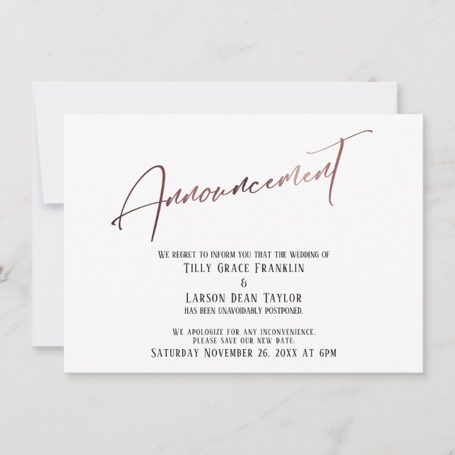 Ro Guld har skjutit upp tillkännagivandet om Bröll Inbjudningar (Framsida)