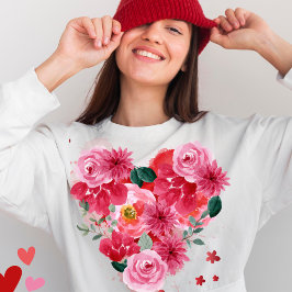 Ro guld Heart Kärlek Valentines day Kvinnor i T Shirt