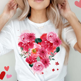 Ro guld Heart Kärlek Valentines day Kvinnor i T Shirt