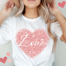 Ro guld Heart Kärlek Valentines day Kvinnor i T Shirt