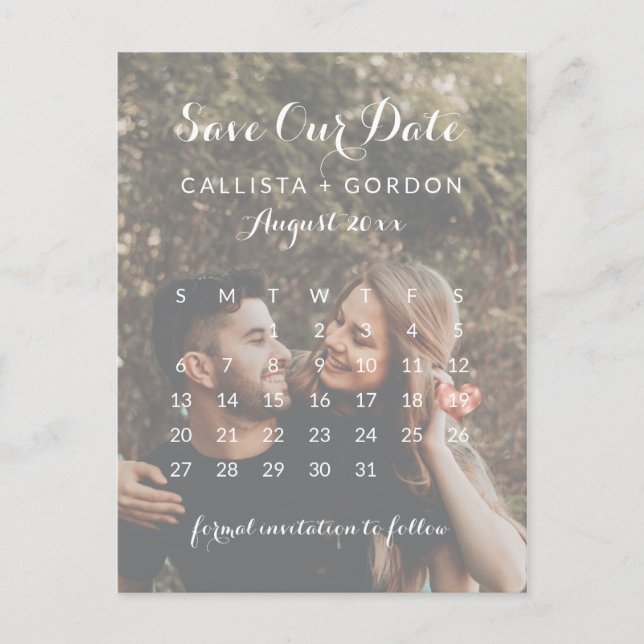 Ro Guld Heart Photo Calendar Spara datum Meddelande Vykort (Framsida)