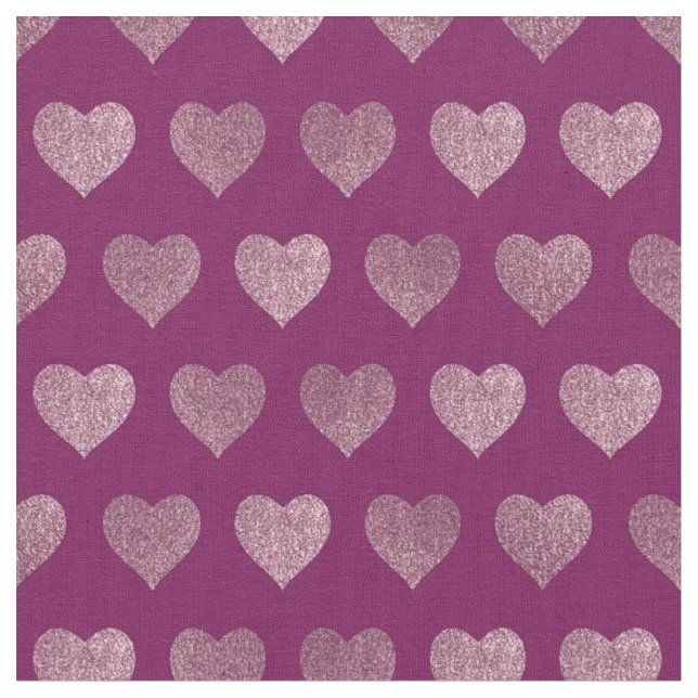 Ro Guld Hearts Glitter Mönster Tyg (Närbild)