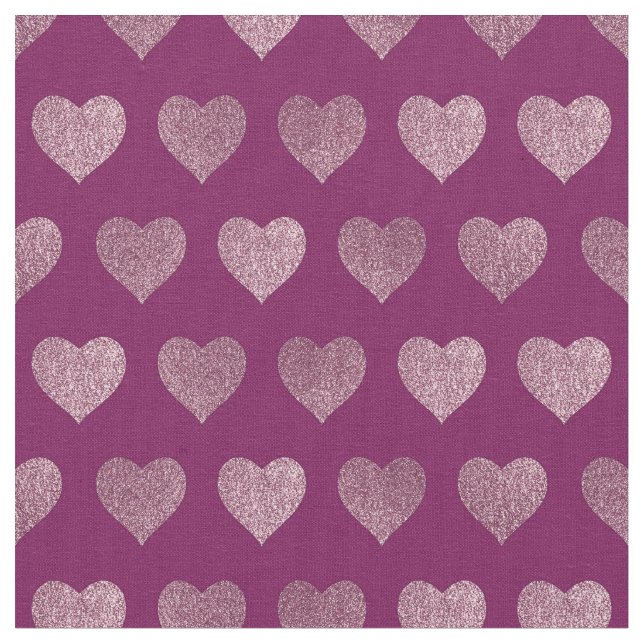 Ro Guld Hearts Glitter Mönster Tyg (Närbild)