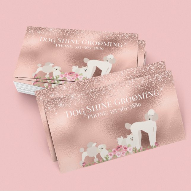 Ro Guld Hund Grooming Glitter Pet Services Visitkort (Skapare uppladdad)