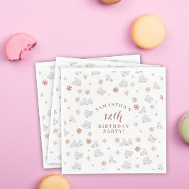 Ro Guld Ice Skates  Rosa Skal födelsedag Pappersservett