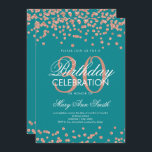 Ro-Guld-kalk-Glitter-konfetti 30års födelsedag Inbjudningar<br><div class="desc">Elegant 30års födelsedag Ro Guld Faux Glitter confetti Teal inbjudningsmall för . Underbar för 30års födelsedag party och mer!</div>