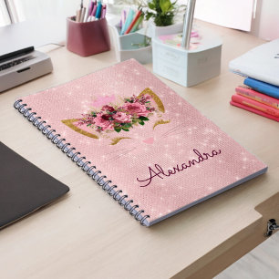 Ro Guld Kattunge Gnistra Princess Monogram Namn Anteckningsbok