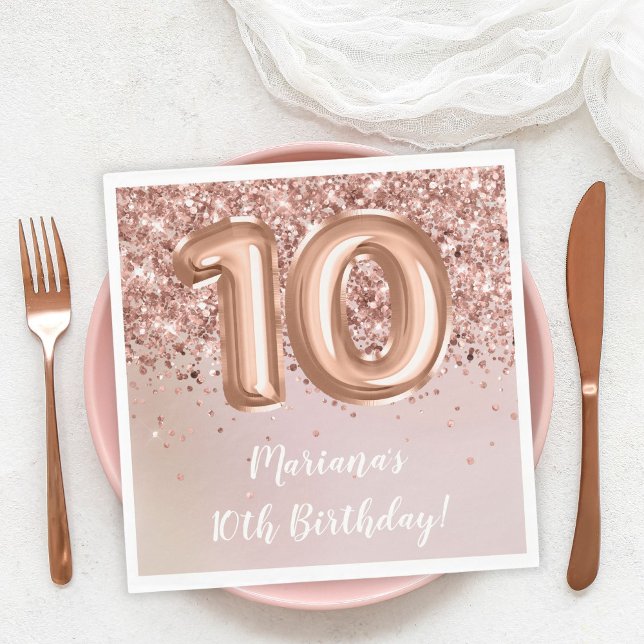 Ro Guld Kids Girl 10:e Födelsedagsfesten Pappersservett (Skapare uppladdad)