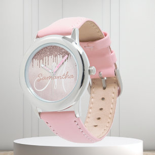Ro Guld Kids Girls Glitter Personlig Armbandsur
