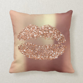 Ro Guld Kiss Läppar Kiss Glitter Glam Makeup Coppe Kudde