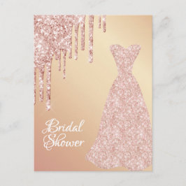 Ro guld-klänningen glitter inbjudningskort för möh