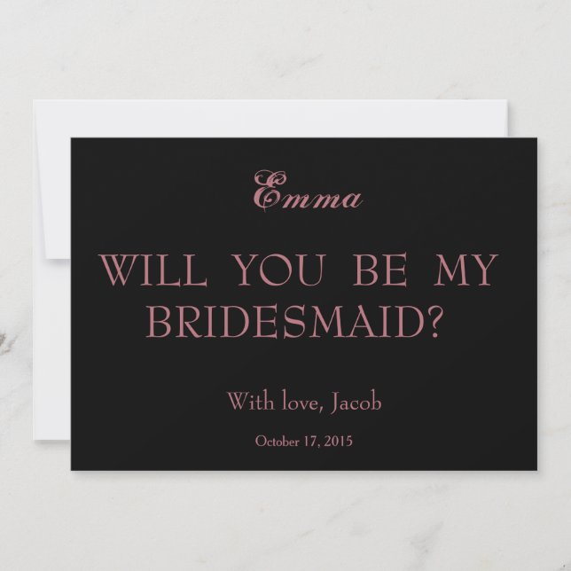 Ro Guld kommer du att bli min bridesmaid Black Inbjudningar (Framsida)