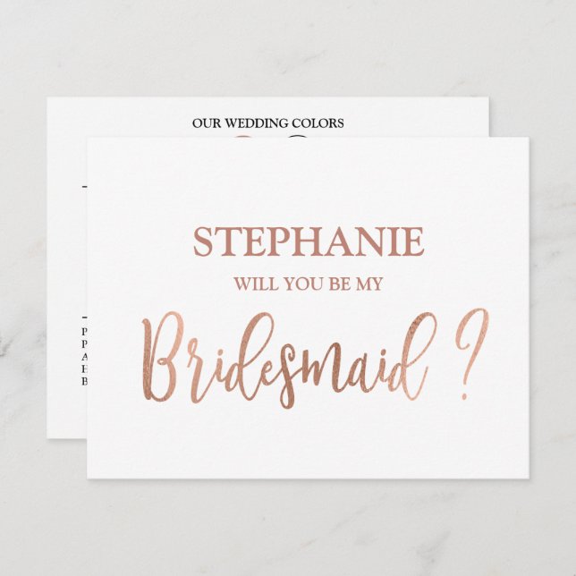 Ro Guld kommer du att bli mitt Bridesmaid-kort Inbjudningar (Fram/baksida)